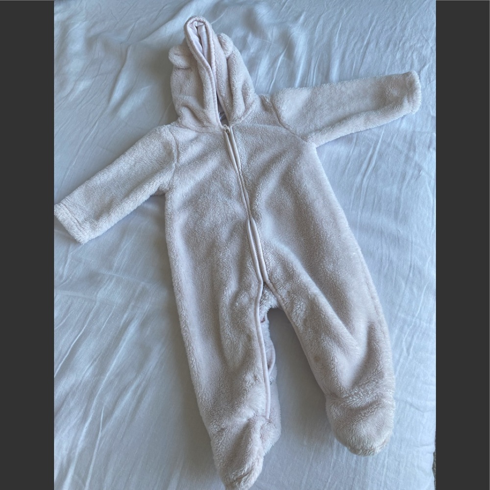The Little White Company Pink Fleece Romper Size 3-6 months